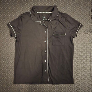 Women's Söfft Black White Piping Short Sleeve Pajama Set M